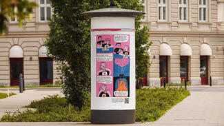 "Science Streets": Neuro-Comics auf einer Litfasssäule (Foto: Max-Planck-Institut für Kognitions- und Neurowissenschaften)