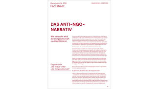 Das Anti-NGO-Narrativ (Cover des Factsheets)