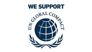 We support UN Global Impact (Logo)
